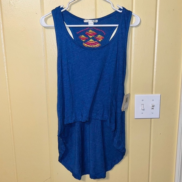 NWT Threads 4 Thought High Low Embroidered Razor Back Tank Top Size S - Picture 9 of 14